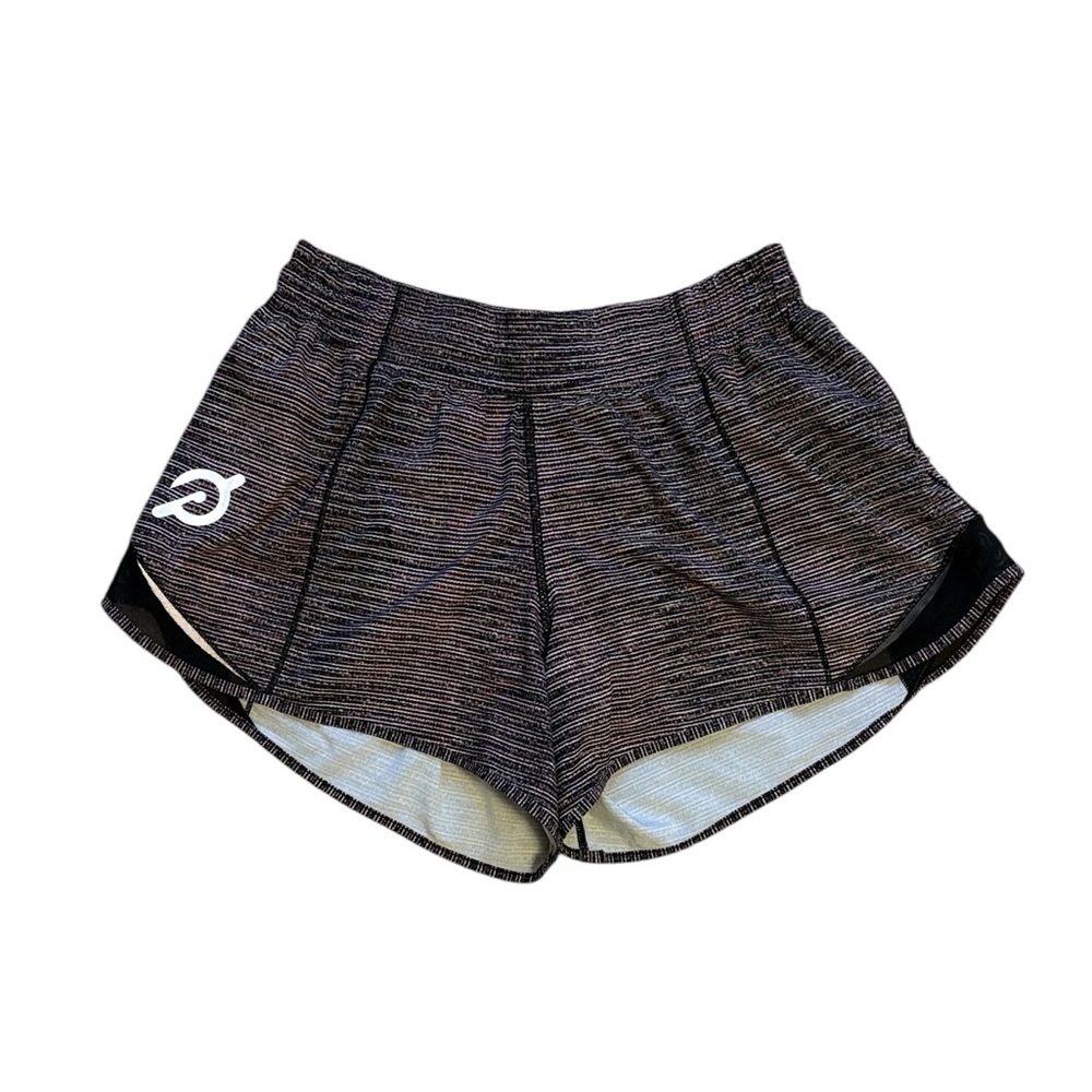 lululemon athletica x Peloton Limitless Hotty Hot Shorts Black Print Size 8 Tall